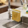 Space Saving Kitchen Gadget Dish Towel Holder for Sink Faucets, Double Rod Snap-on Adjustable Rag Storage Hanger Angle Organizer, 3D Print PLA