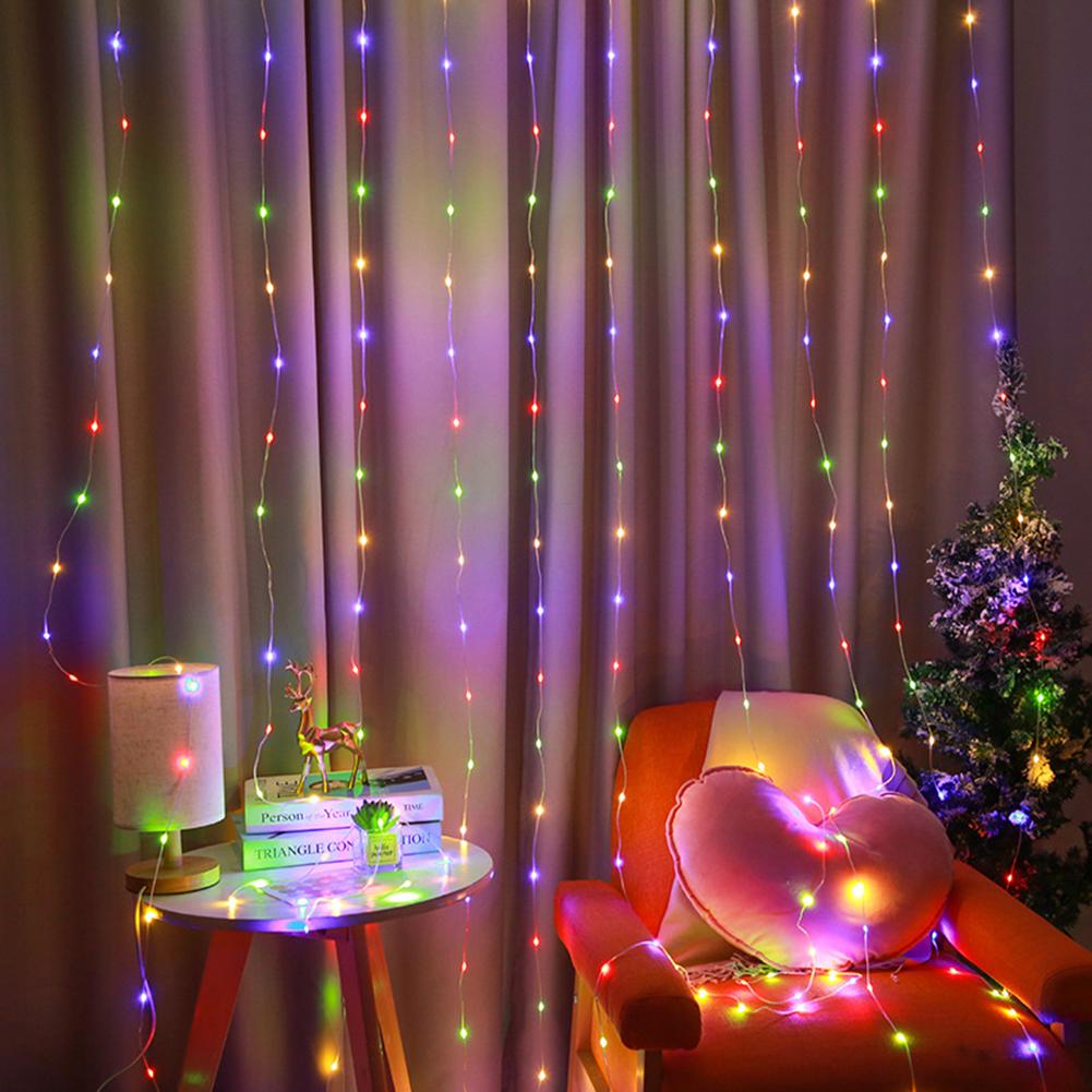1set USB Christmas Window Curtain Lights, 300 LED Curtain Fairy String Lights , with Hook for Home Indoor Wall Christmas Decor