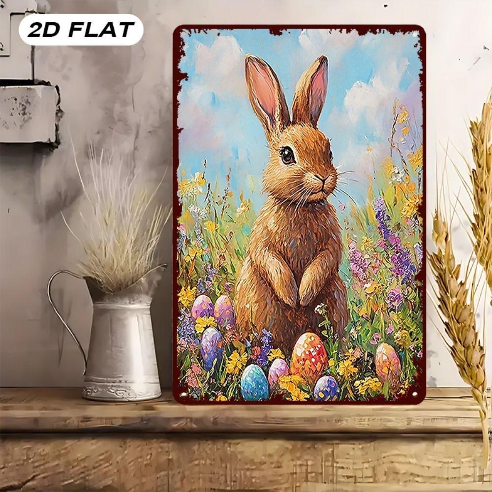 Easter Rabbit Metal Tin Sign Wall Art Decor 20x30cm