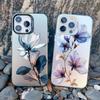 Malowanie Tuszem Kwiatowy Etui na Telefon dla iPhone 16 15 14 13 12 11 Pro Max 16 15 14 Plus 13 Mini Odporne na Wstrząsy Laserowe Tylne Pokrowce Funda