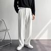 Men Suit Pants Wide Leg Comfortable Fit Straight-Leg Formal Business Style Side Pockets Button Zipper Closure Single Color Work Office Trou