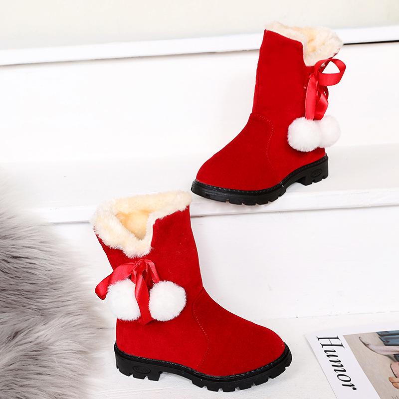 2025 Winter Girls' Slip-on Cotton Snow Boots - Fashionable Princess Style for Middle & Older Children