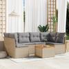 7 piece Garden Sofa Set with Cushions Beige Poly Rattan