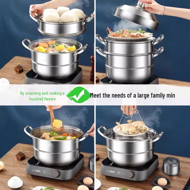 Handon 28cm Double-Layer Stainless Steel Steamer
