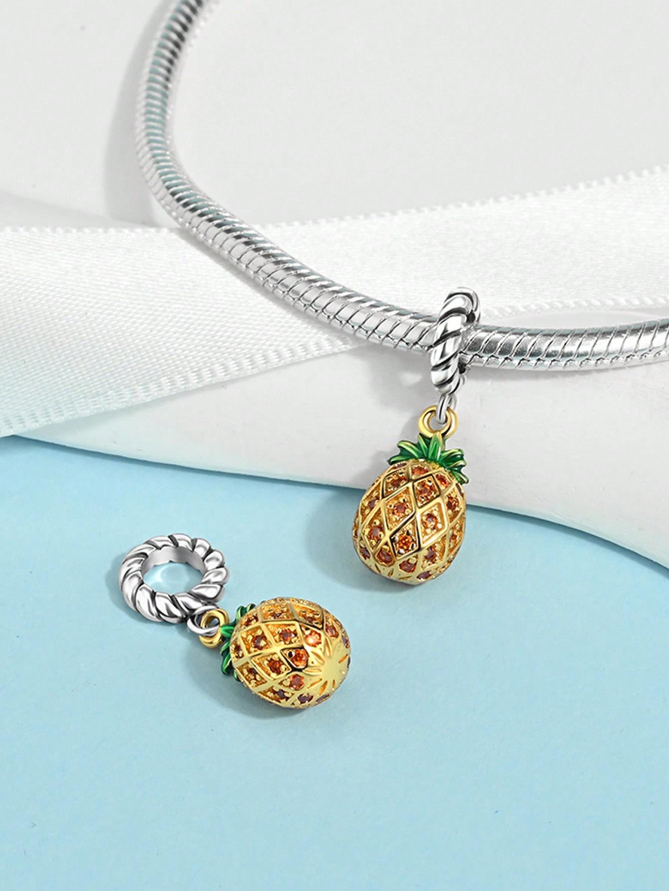 

Charm Bead Components Plata Cool Pineapple Coconut Tree Bead Components Charm Bead Component Copper Metal Plated Compatible With Charm Bead