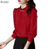 Blouse Décontractée à Col Montant et Manches Longues pour Femme