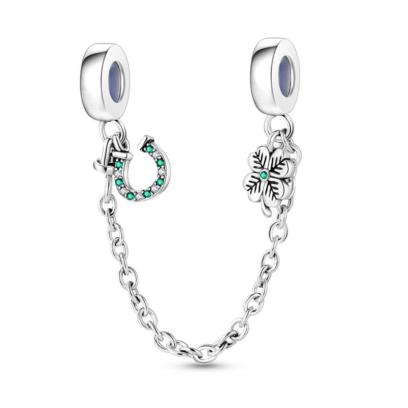 Original Copper Safety Chain Clasp Clip Charms Beads Moon Sun Bow Heart Love Charm Fit Bracelet Women Jewelry Gifts