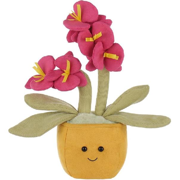 Apricot Lamb Potted Butterfly Orchid Plush Stuffed Flowers for Kids, Soft Cute Plushies Toys for Baby Girl and Boy, Fluffy Potted Butterfly Orchid