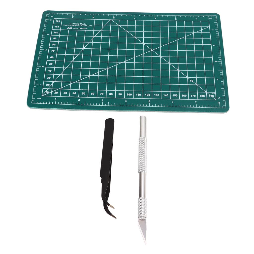 Craft Knife and Cutting Mat A5 Size Waterproof Mat Steel Blade Widely Used Self Healing Cutting Mat with Tweezers Knife