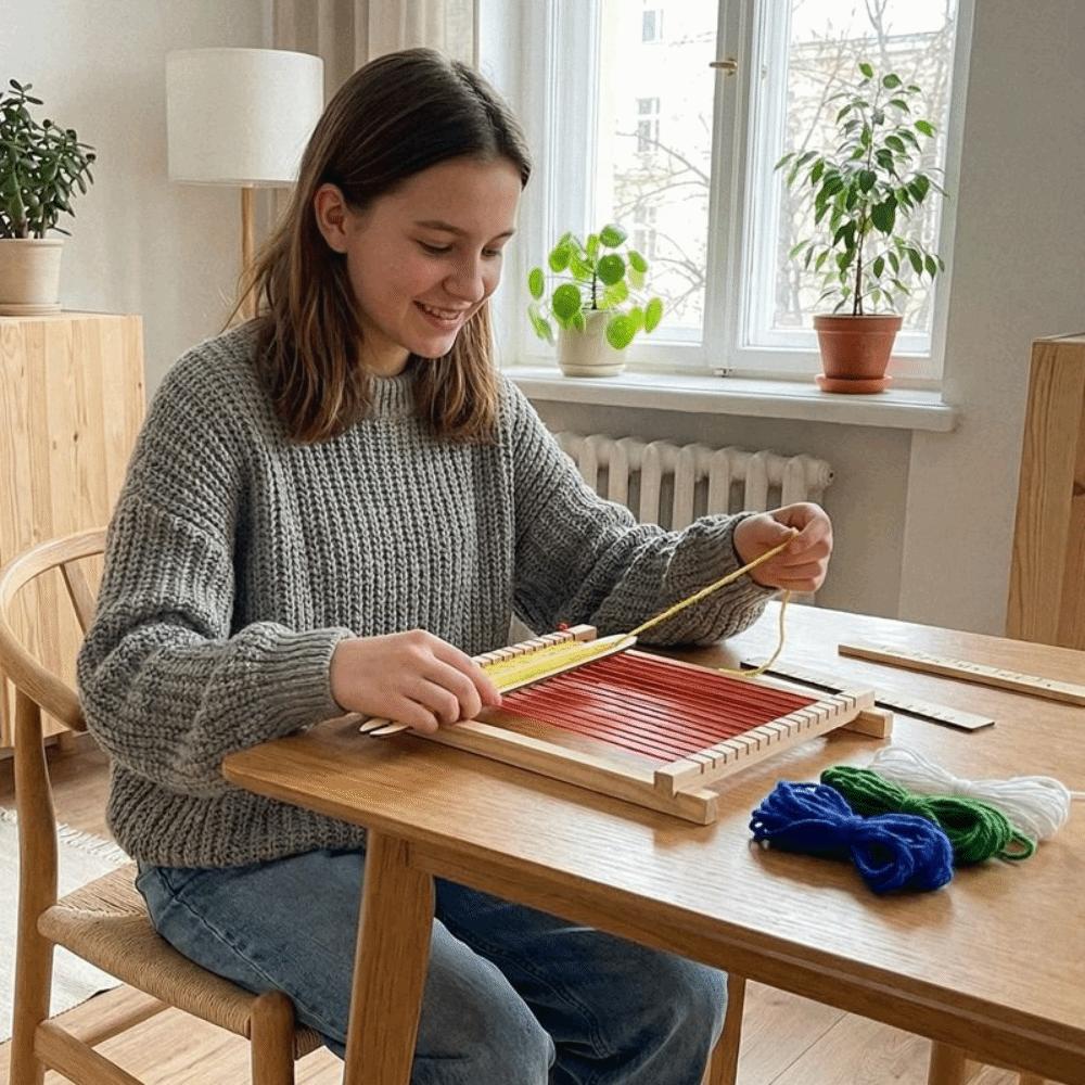 Durable Wooden Wooden Weaving Loom Detachable Mini Hand-Knitting Machine Lightweight Yarn Knitting Tools Desktop Craft