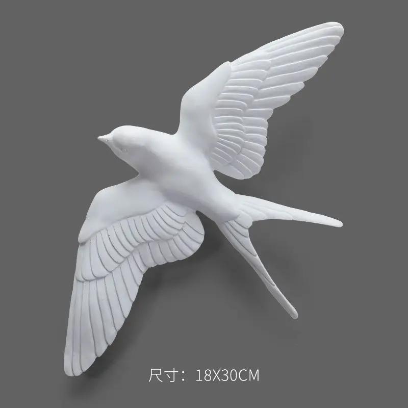 European White Three-dimensional Bird Wall Decoration Living Room Swallow Wall Hanging Abstract Animal Ornaments Home Decoration