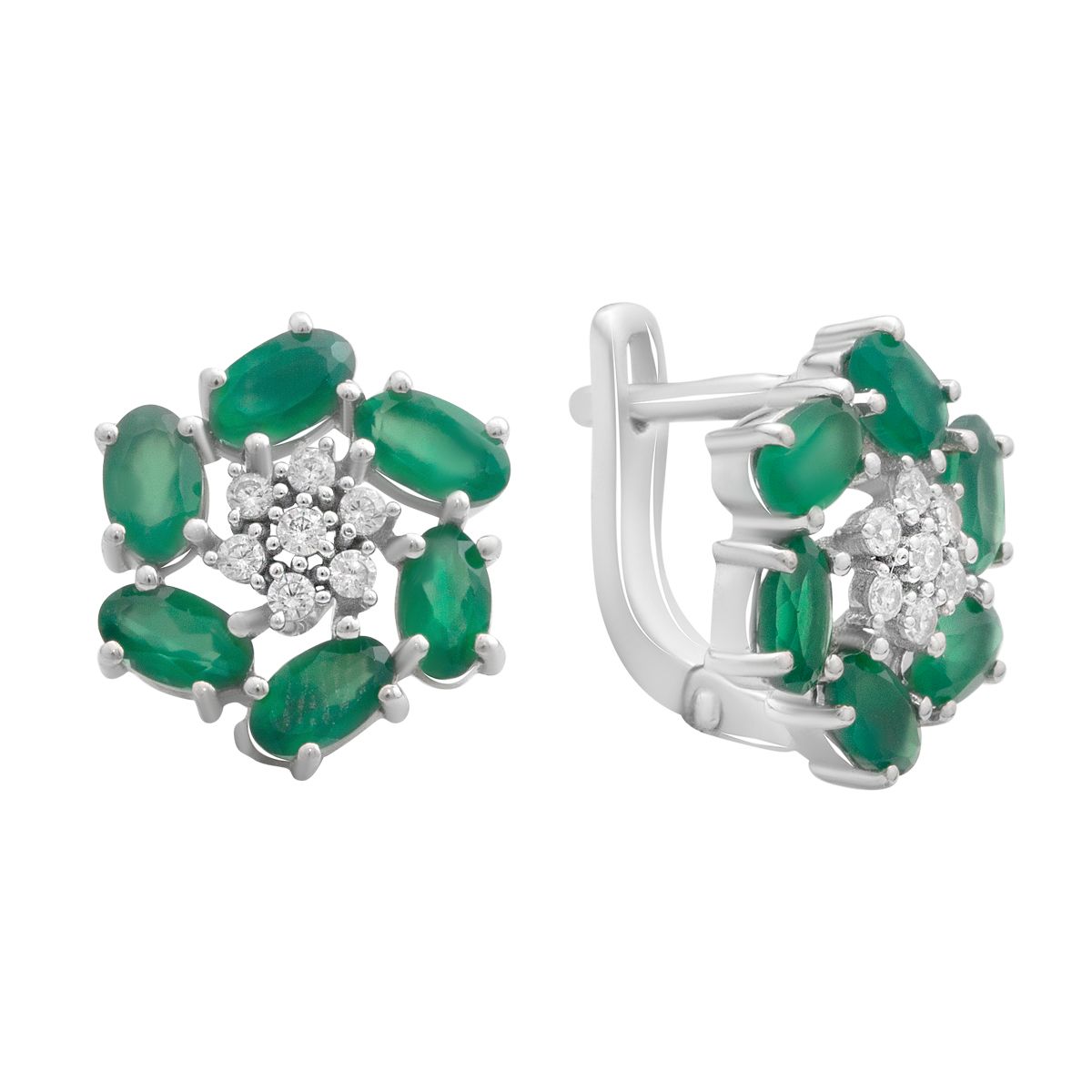 

Silver earrings with natural agate 2.983ct (2189596) смарагдовий