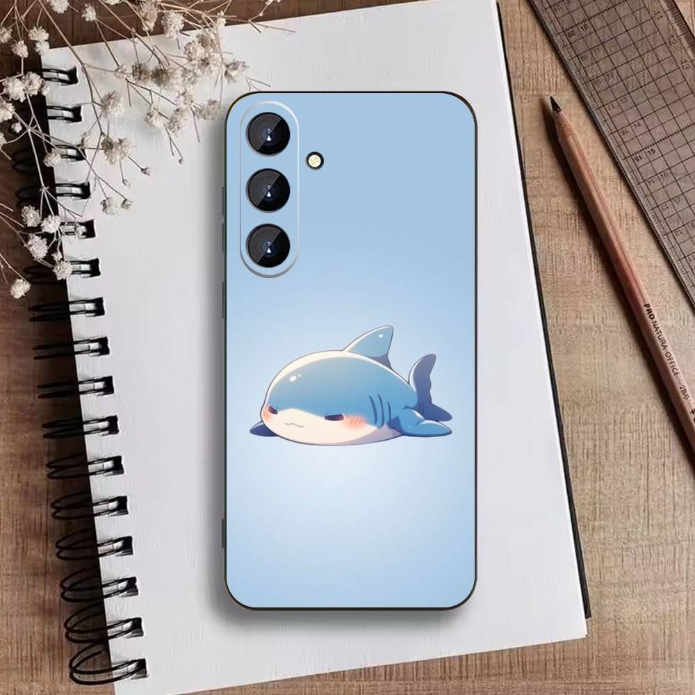 J-Cute Shark Phone Case For Samsung Galaxy A73,21,22,32,71,53,52,51,80,5G Soft Black Cover