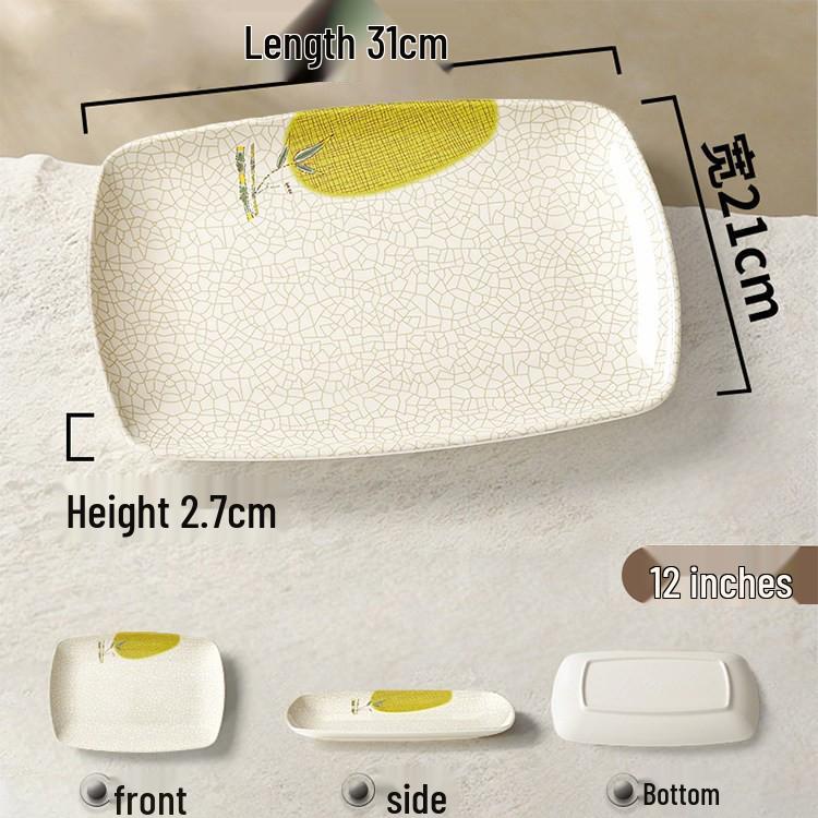 Melamine Rectangular Porcelain-Style Plate for Hot Pot & Side Dishes