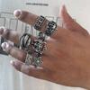 6 Suit Skull Rings for Men Fashion Exaggerated Niche Style Retro Gothic Wind Punk Hip Hop Unique Ring Accessories