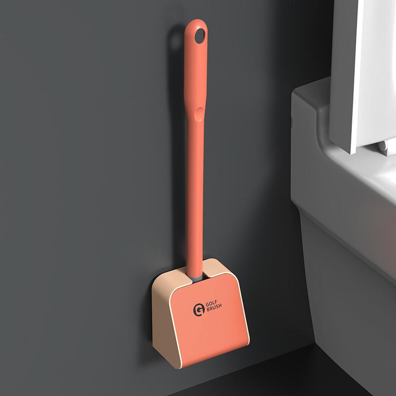 

Home Golf Toilet Brush Set, Bathroom Silicone Long Handle with Base Cleaning Brush Tool
