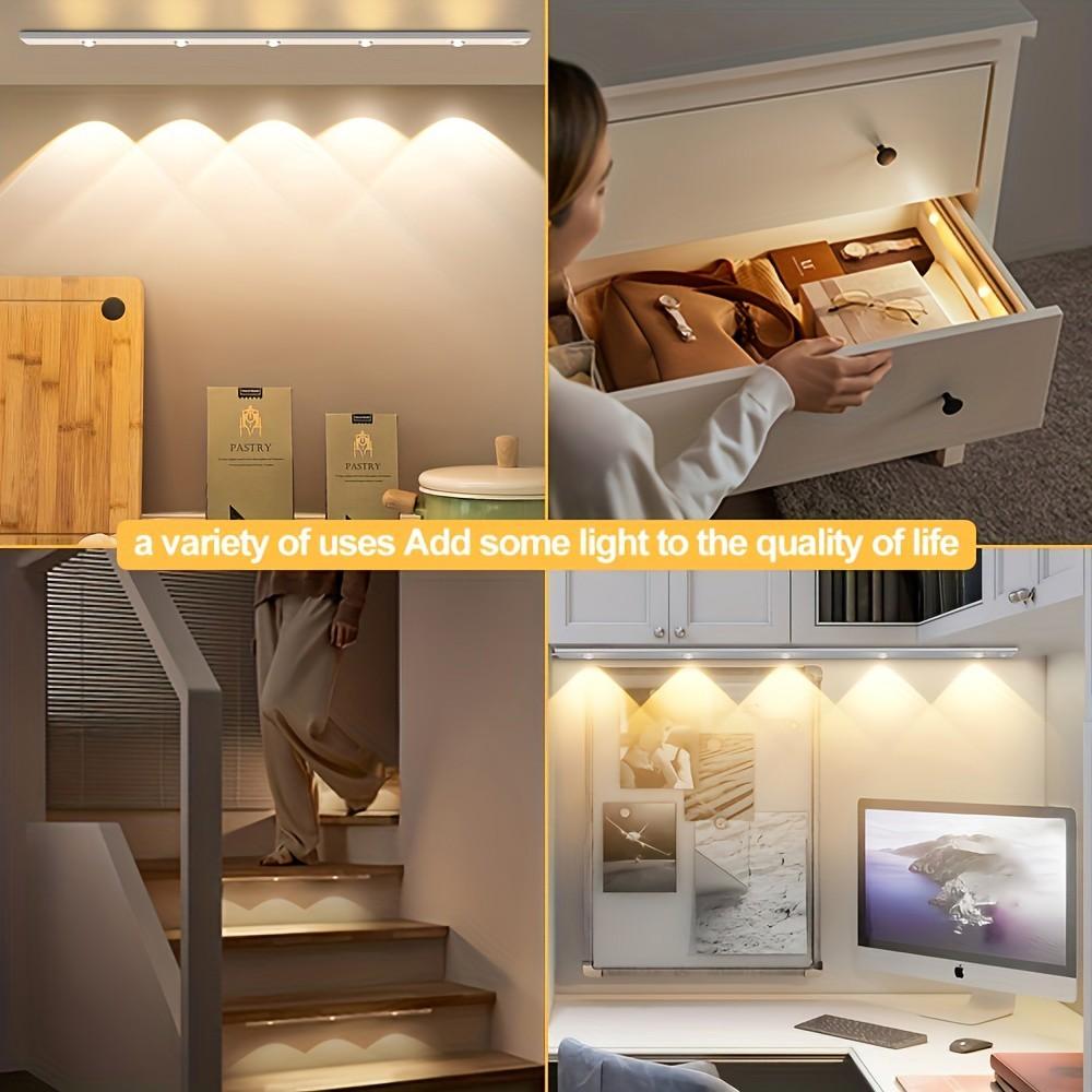 Bewegungsaktiviertes LED-Schranklicht  Ultradünner Wiederaufladbarer& Intelligenter Sensorstreifen für Küche Schlafzimmer  Kleiderschrank Treppe