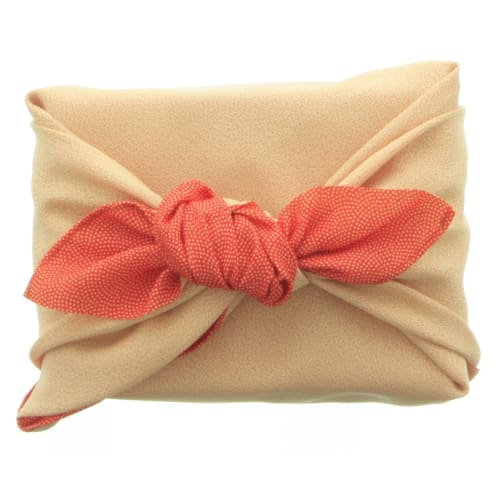 Decorative Knotted Fukusa (strap) with a Single-sided Dyeing Pattern, Shark Pattern, Solid Color, Vermilion/beige