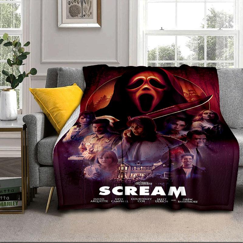 Scr-eam Horror Movie Blanket Flannel Blanket for bed, sofa, Camping, Hiking, Picnic Essentials, gift for family Fan gifts