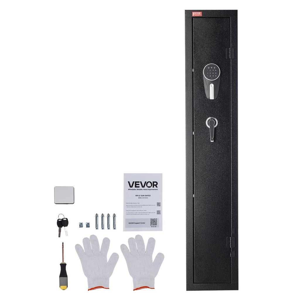 Gun Safe, Heavy Duty Cold-Rolled Steel Fireproof Rifle Cabinet with Digital Keypad & Key, Large Long Gun Cabinet with Magazine and LED Lighting,