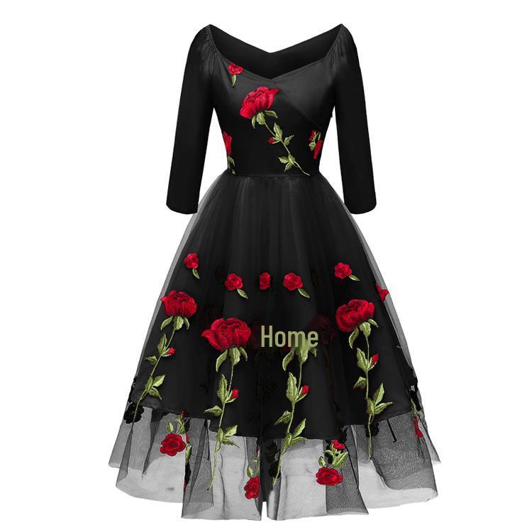 

Handmade Rose Embroidery Mesh Bridesmaid Fairy Dress S