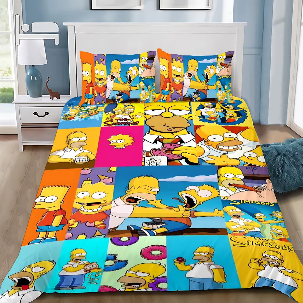 

Duvet Cover Pillowcase Bedding Set Cartoon S-Simpsonss Adult Boy Girl Bedroom Decoration Children Gift Single Double Large Size 135x200cm