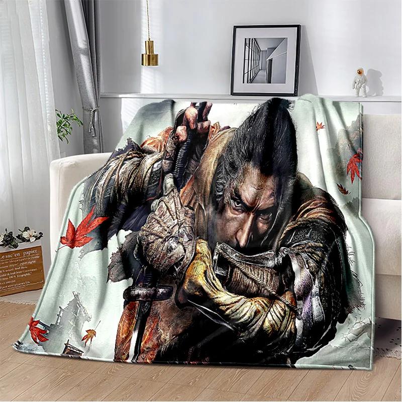 D Sekiro Game Plush Flannel Throw Blanket for Bedroom Living Room Sofa Picnic Soft Cozy Cover for Kids and Adults