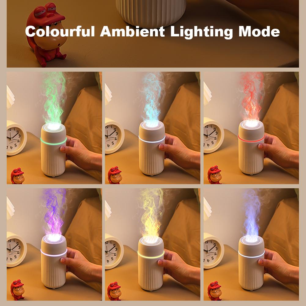 100ml Car Flame Humidifier Diffuser with Colorful Ambient Light Car Flame Light Humidifier Air Freshener for Car Decoration