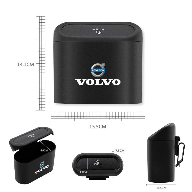 Car Garbage Can Dust Case Trash BinPortable Black Storage Box For Volvo Rdesign V60 V40 XC90 S60 S40 C30 XC60 V50 XC40 S80 EX90