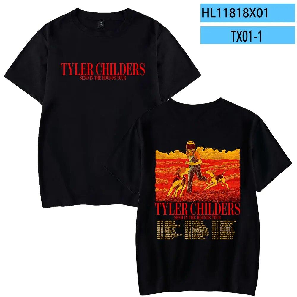 Tyler Childers Merch 2023 Send in the Hounds Tour Tričko Unisex Tričko s krátkým rukávem Tričko Dámské Tričko Unisex Módní Oblečení Unisex