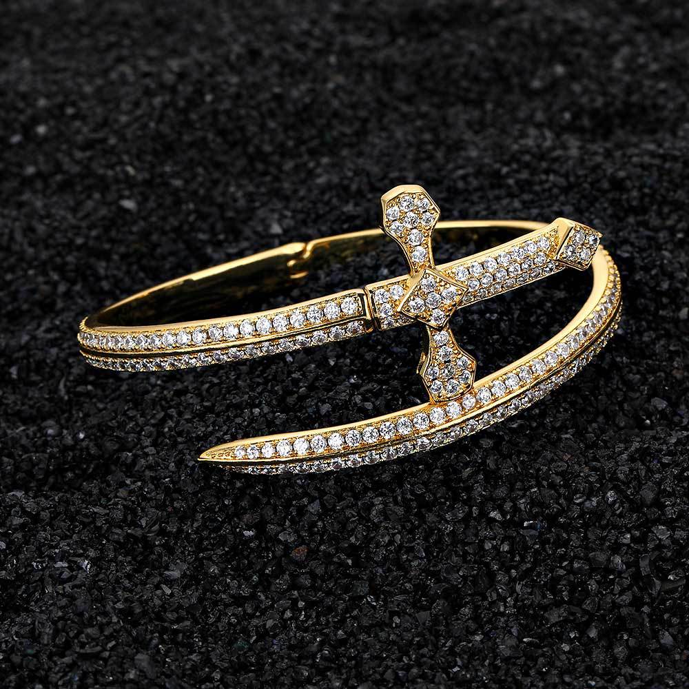 Hip Hop Justice Sword Cross Bracelet Trendy Brand Personalized Men's Zircon Bracelet High End Decoration