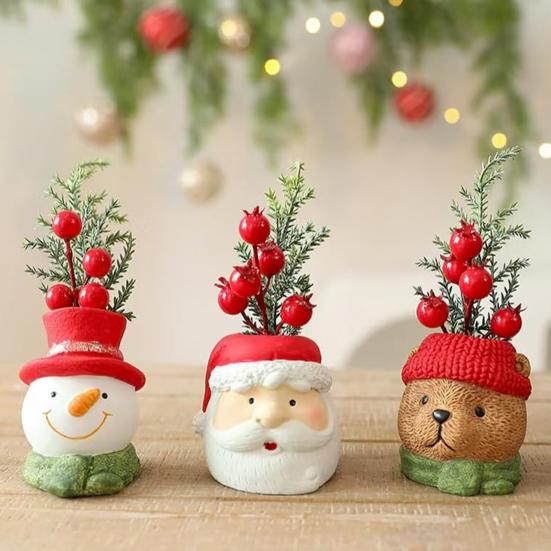Decorative Christmas Character Sculpture Santa Claus Gnome Bear Design Tabletop Sculpture Christmas Party Decor