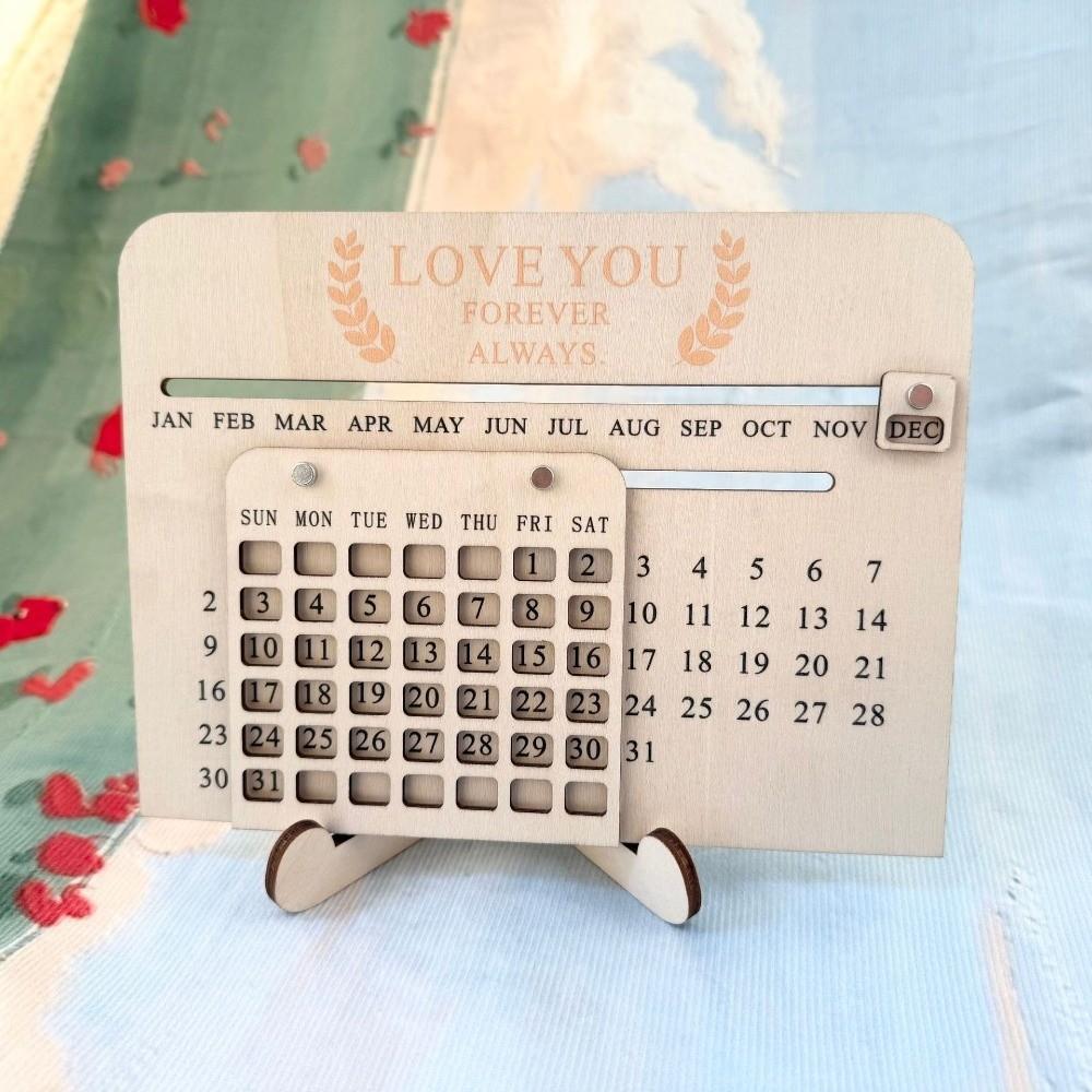 Handmade Wooden Sliding Calendar DIY Desktop Desk Calendar Eternal Calendar  Study Room
