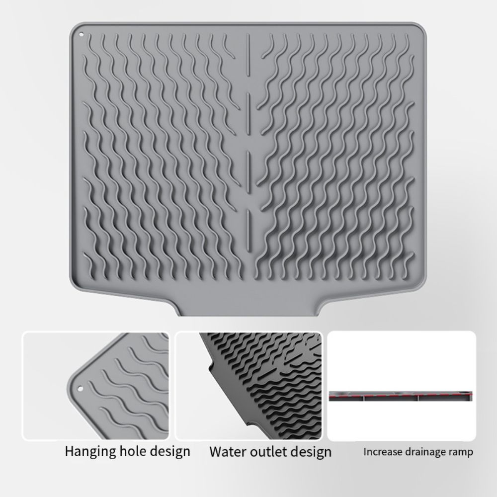 Large Silicone Dish Drying Mat Anti-scald Sink Mat Dish Rack Mat Folding Drainer Mat  Home