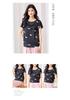 Elastic Satin [19mm Top] 2025 Short Sleeved Women's Spring and Autumn Cartoon Black Background White Cat Women's T-shirt