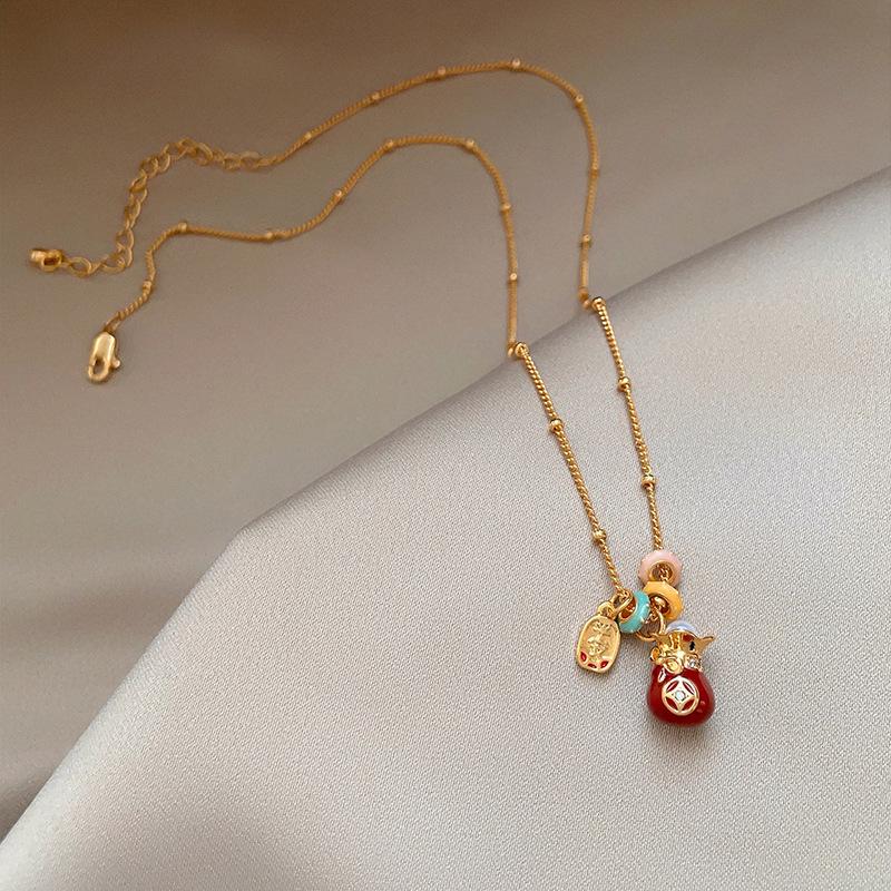 

Позолоченное 18 каратным золотом колье с цирконом в форме капли масла на ключицу - Универсальный, Ретро и Элегантный дизайн