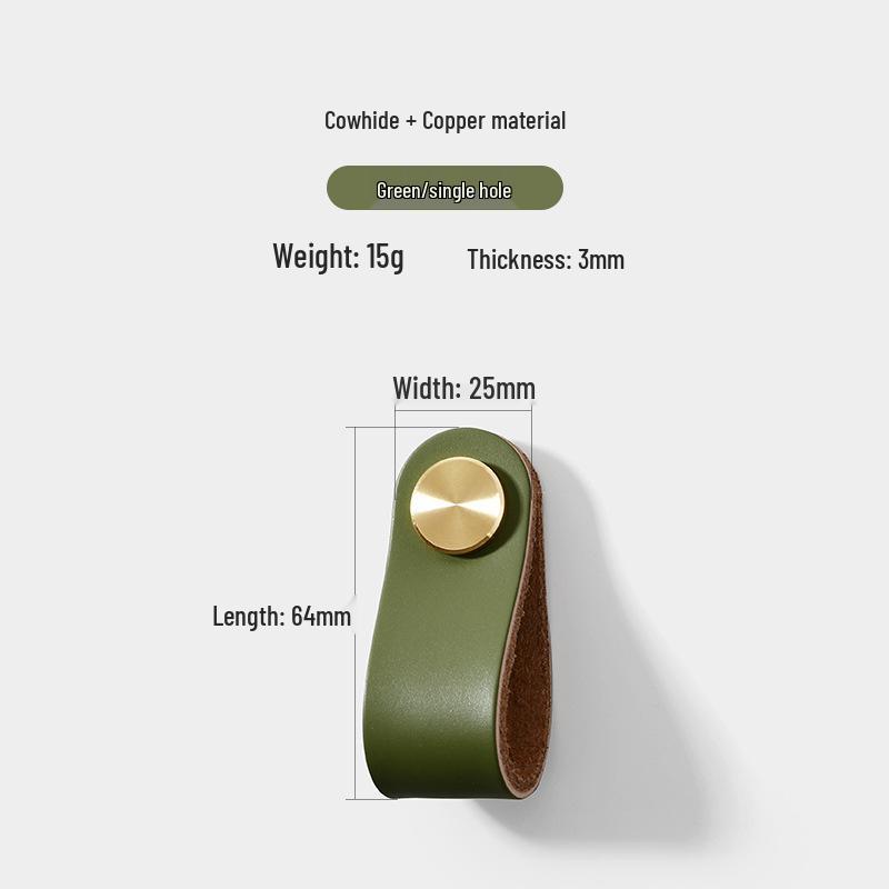Cross-Border Brass and Leather Cabinet Pull Handle