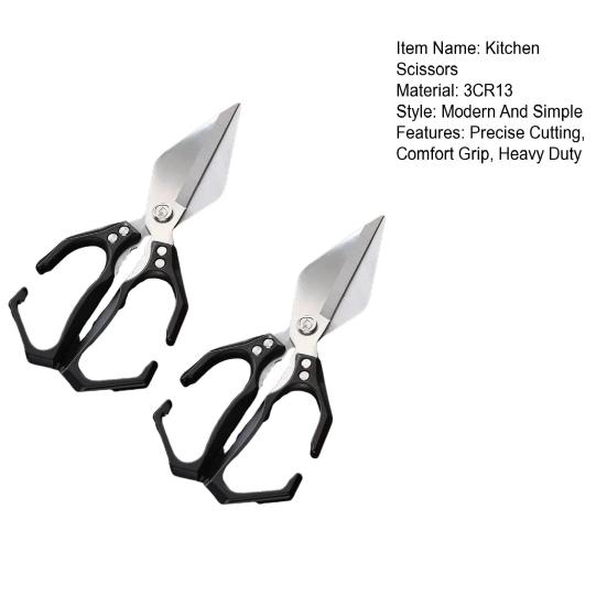 2Pcs Kitchen Shears Heavy Duty Stainless Steel Scissors for Meat Fish Poultry Vegetables Multi-Functional Kitchen Cutter for Home Professional Use