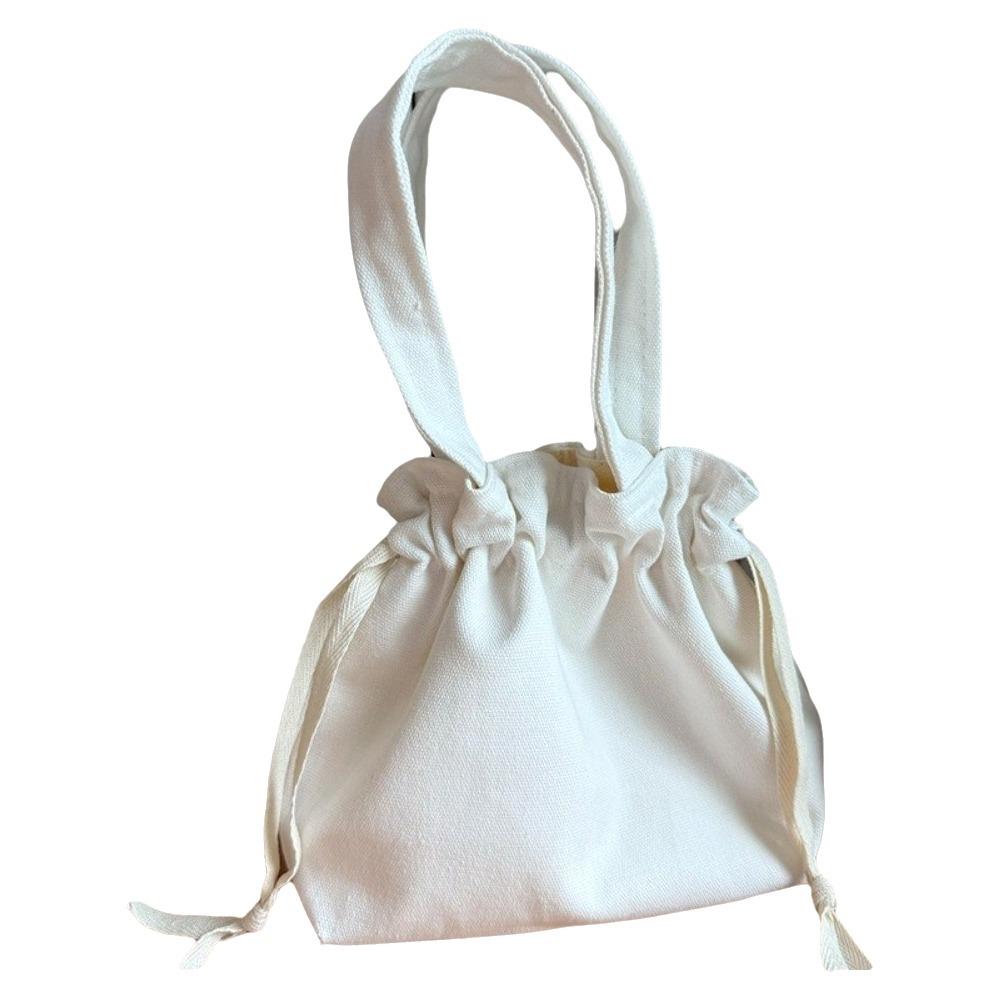 Coin Purse Canvas Handbag Solid Color Cosmetic Bag Portable Portable Toiletry Bag  Travel белый
