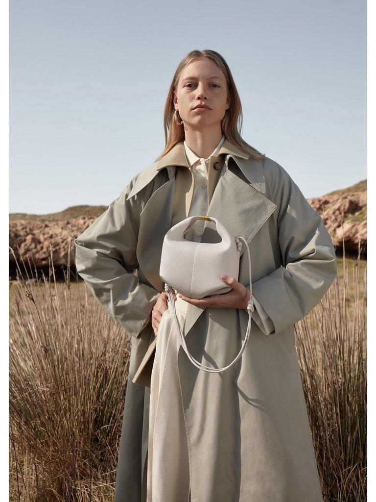 Brand de nișă POEIVE Franța Geantă de lux pentru femei din piele de vacă, de umăr și crossbody cu lanț, tip cutie de prânz