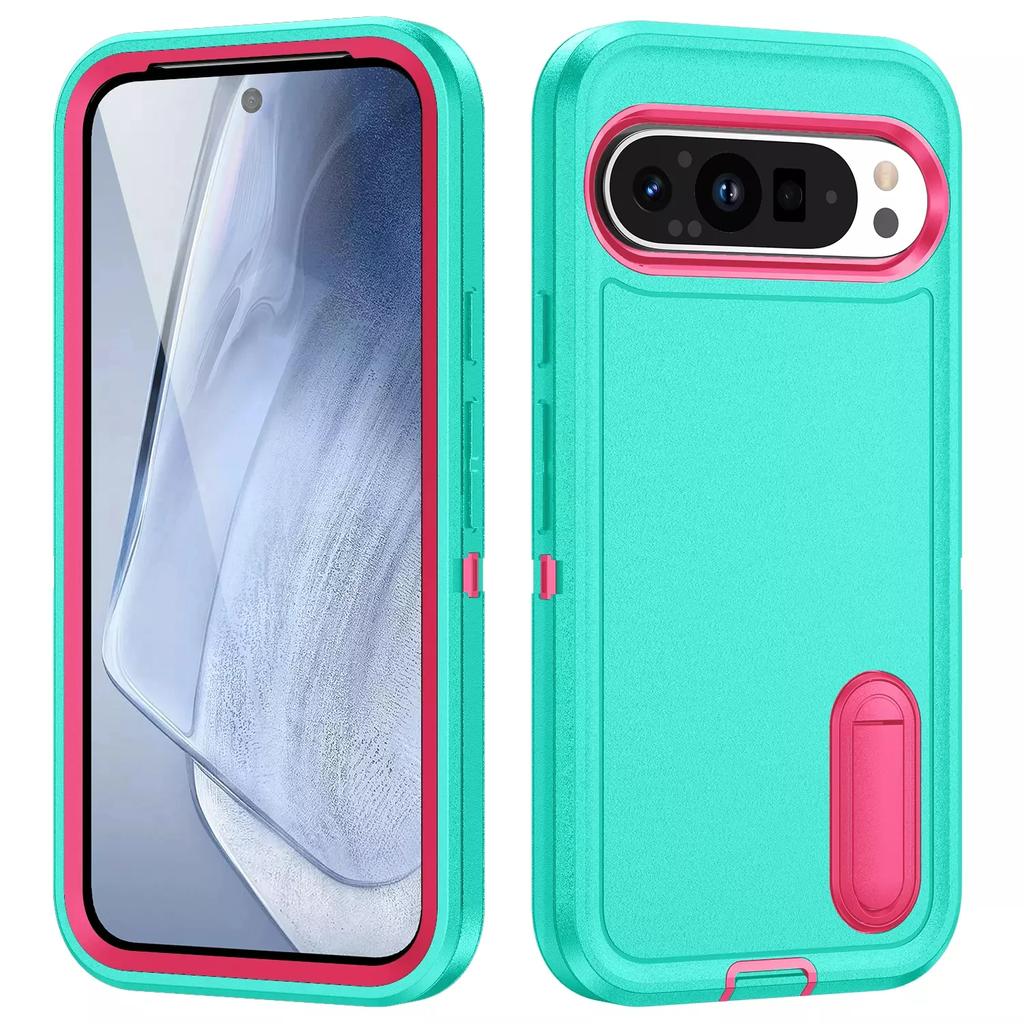 Coque robuste en silicone à armure lourde pour Google Pixel 9 /9 Pro / 9 Pro XL Robuste Protection Lourde avec Support Housse antichoc
