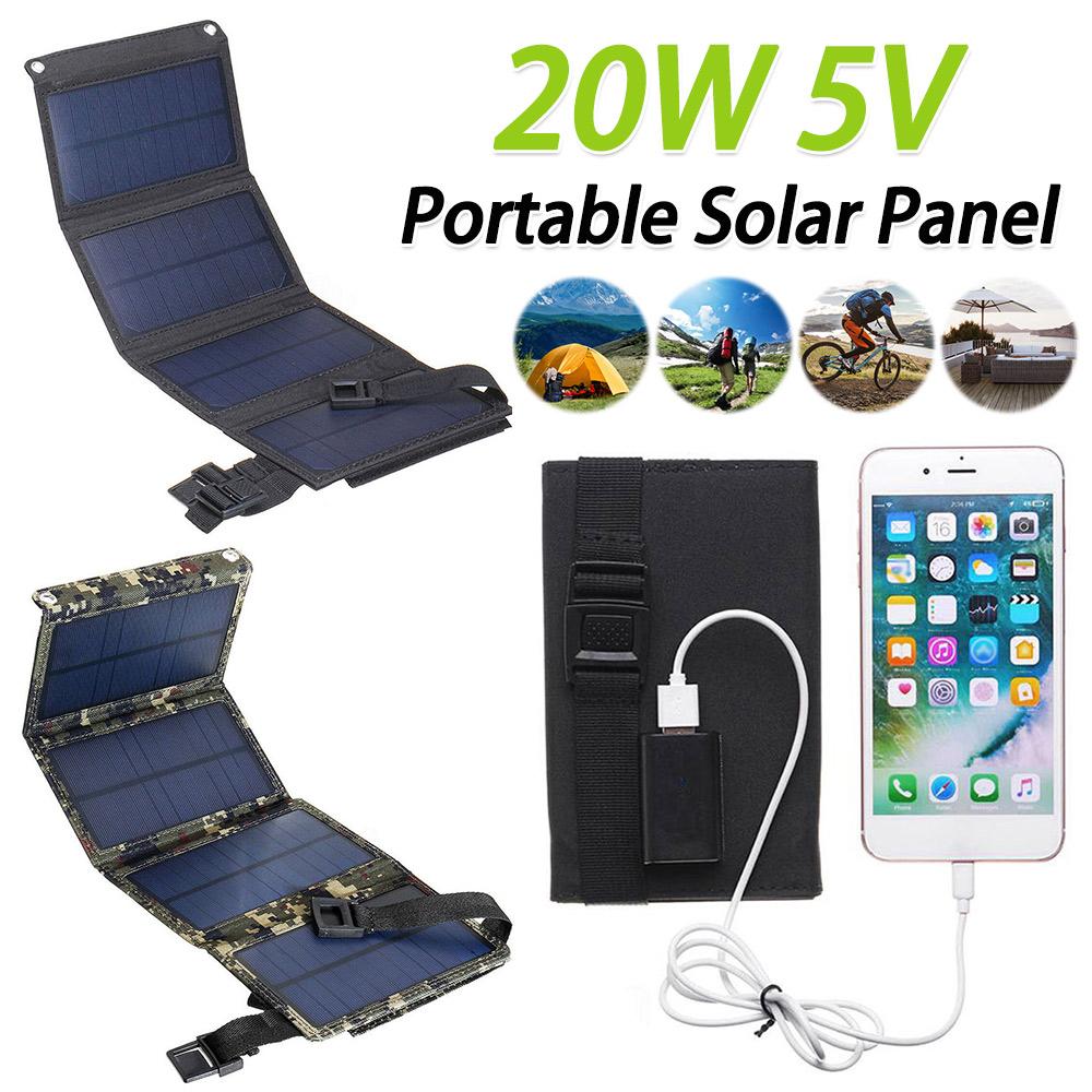 20W Portable Solar Panel IP65 Waterproof Foldable Solar Panel Kit Portable Generator Charger for Car Boat Caravan Camp