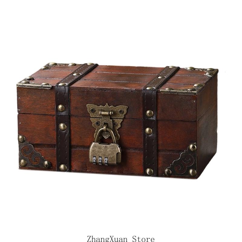 3XUF Chinese Inspire Jewelry Box With Lock Construction Multiple Dividers