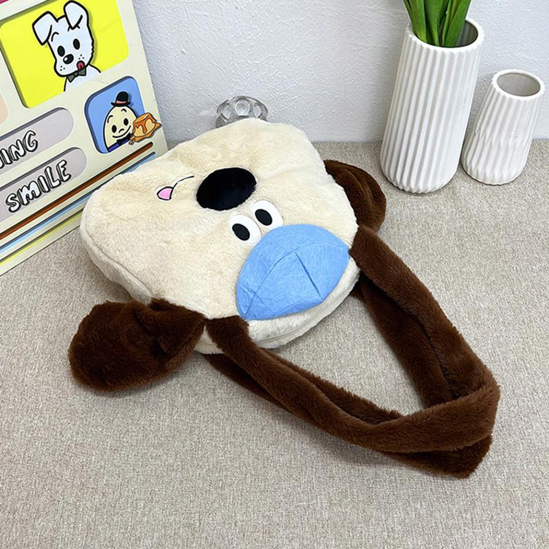 Cartoon  Headmaster Dog Handheld Underarm Bag Portable One-Shoulder Dual-Purpose Sweet Large-Capacity Plush Crossbody Bag