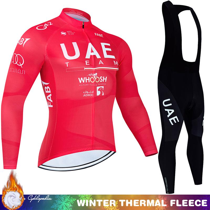 Cycling Clothing Man Bicycle Jerseys Men Sportswear Set UAE Winter Bike Jacket Thermal Fleece Jersey Men's Blouse Mtb Bib Suit