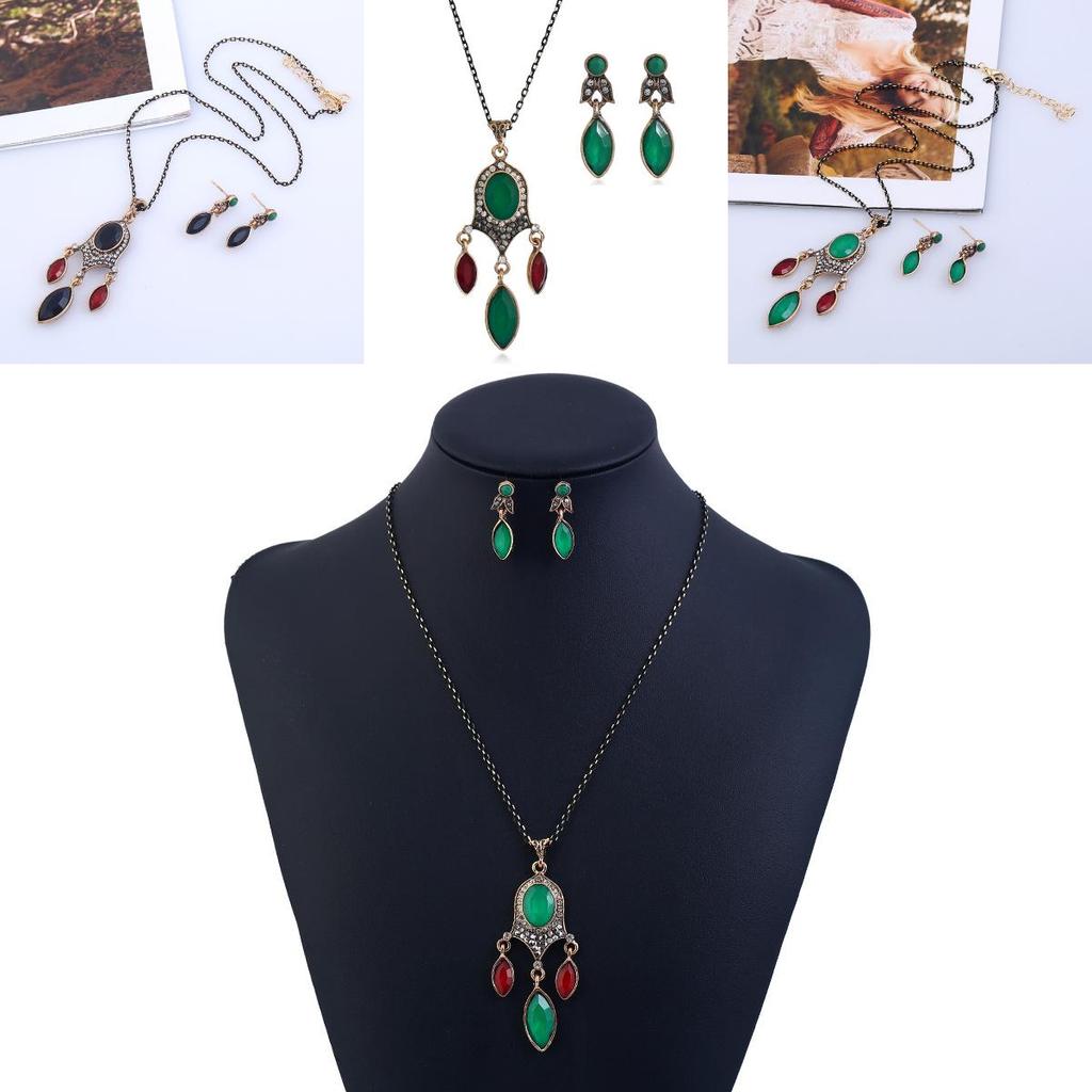European Vintage Pendant Jewelry Set With Highend Resin For Gift And Celebration