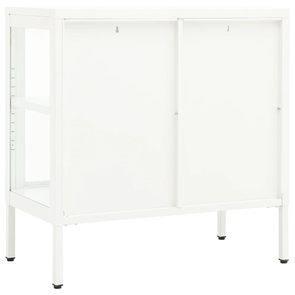 Sideboard White 70 x 35 x 70 cm Steel and Glass