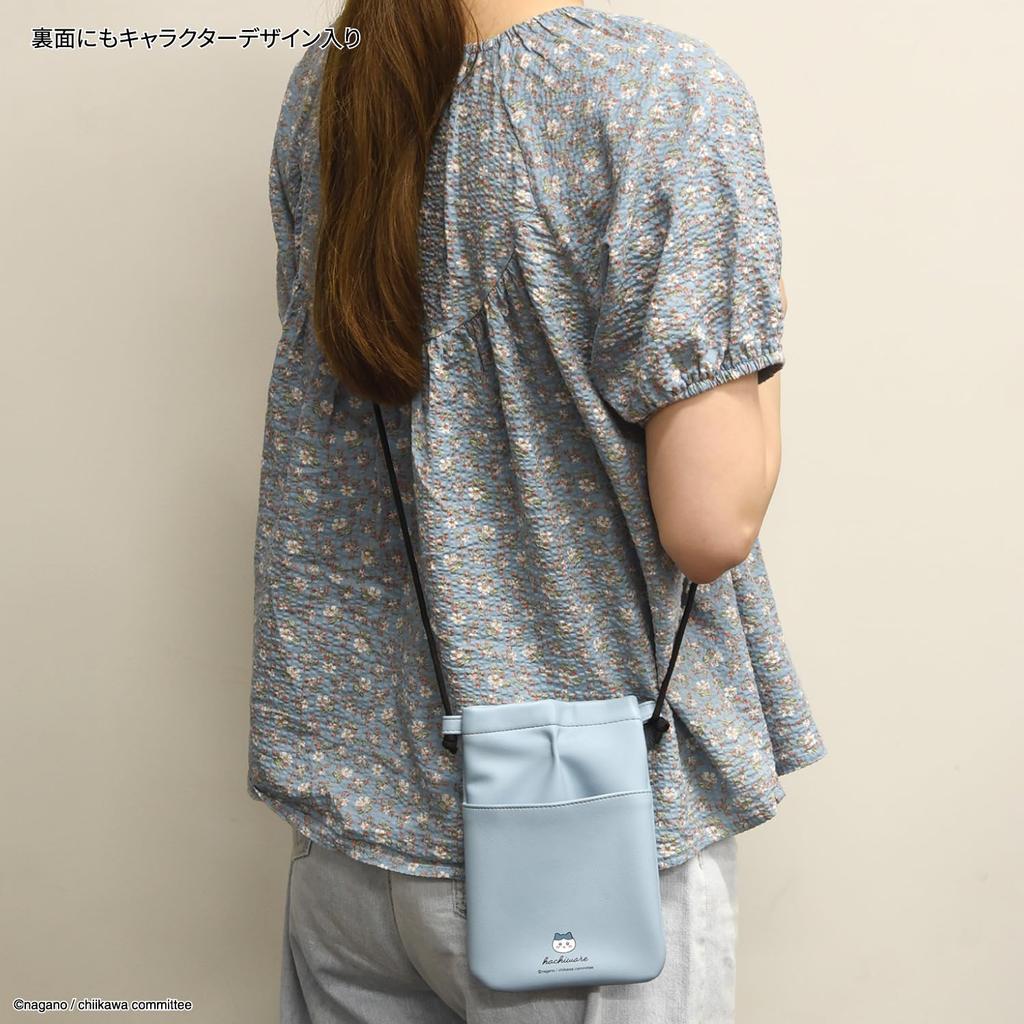 Gourmandies Chiikawa IIIIpocket Smartphone Hachiware and Polyurethane Pouch, (Black White) CK-16B,