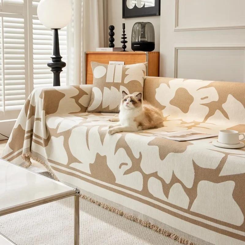 Flower Pattern Chenille Sofa Cover Cloth Sofa Blanket Cover Full Cover Universal Couch Towel Cover Dust Proof Sofa Cushion Cover