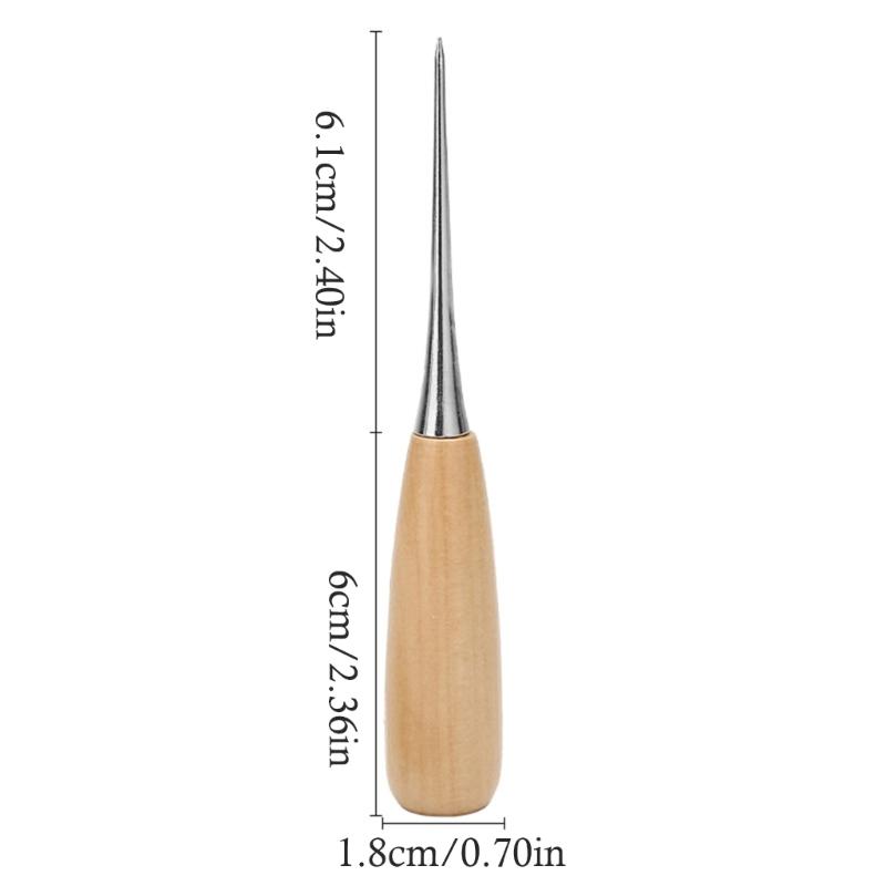 Solid Wood Handle Crafting Awl For Leatherwork Shoe Repair And DIY Applications
